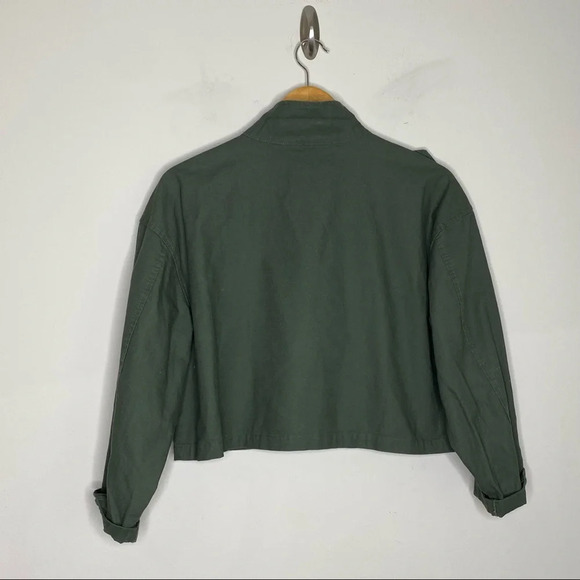 Zara Green Cropped Army Military Jacket With Pockets Size XS - Picture 8 of 10